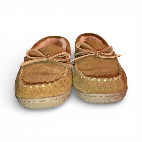 Leather Upper Comfort Women's Tan Moccasins - Picture 9 of 11